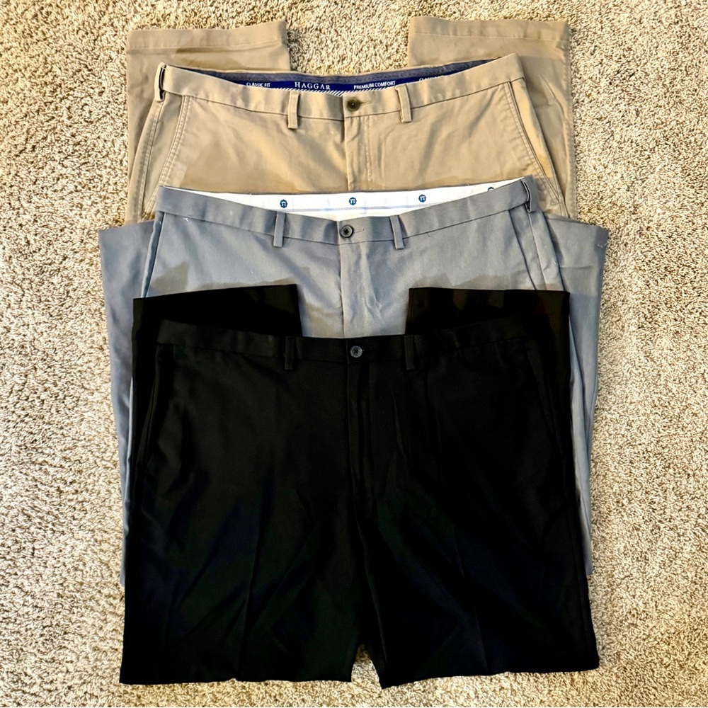 EUC Lot of Three Pairs of Haggar Pants, Size 44 x 32